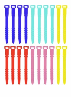 KASTWAVE Cord Organizers, 4.5 Inch Reusable Wire Ties Cord Organizer Straps Elastic Silicone Cord Organizer Cable Straps for Cords Phone Charging Cable Wire Labels Headphones 20pcs  (5 Colors)  - Image 1