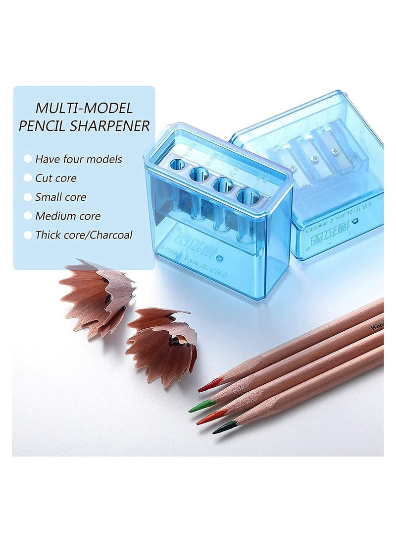 Handheld Pencil Sharpeners with Lid Set of 2 Perfect for Graphite Colored Pencils Charcoal and Cosmetics Drawing - Image 4