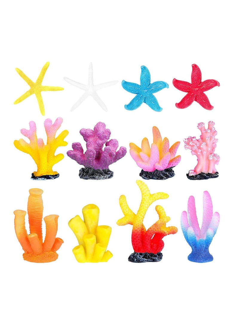 Generic 12 Pieces Artificial Coral Plant Aquarium Decorations Fish Tank Ornament Decor Polyresin Fake Colorful Coral Reef Decoration Accessories for Betta Fish Tank Aquarium Landscape  - Image 1