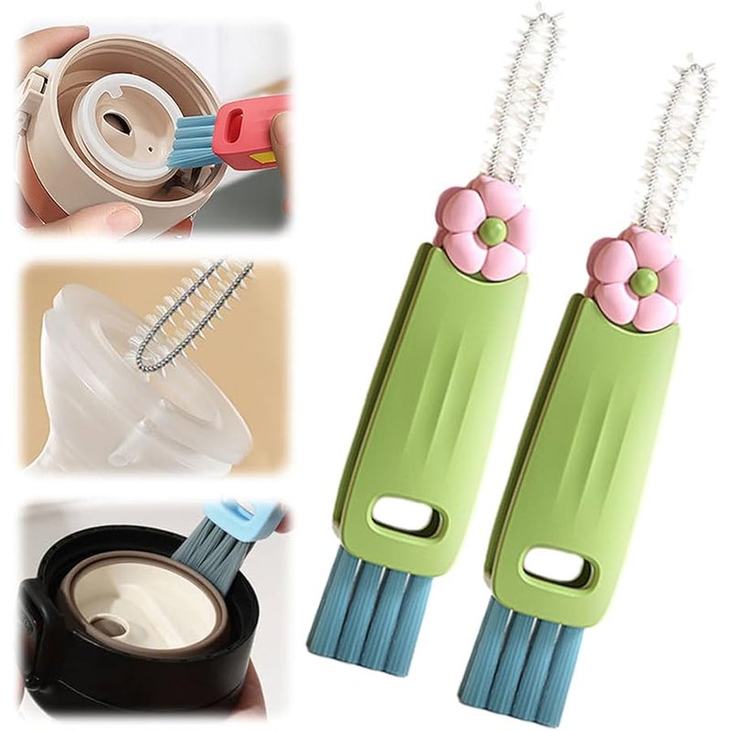 Fauppt Multifunctional 3 in 1 Cup Lid Cleaning Brush, 2026 Upgraded Cup Cleaning Brush Portable Crevice Cleaning Brush Set for Bottle Gap Tight Spaces Cup, Cup Lid Cleaning Brush for Home Use (Green*2) - Image 1