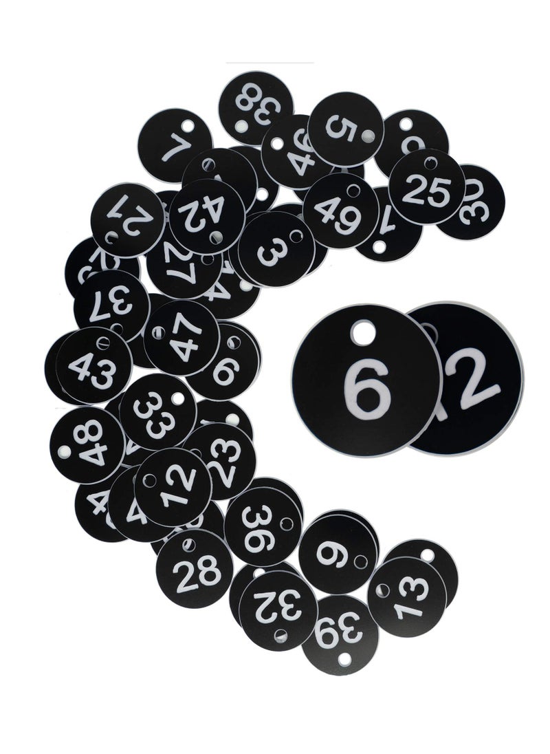 Excefore Plastic ID Number Tags, Engraved Tags Key Tags Without Key Rings for Locker Dorm Hotel Bar Restaurant Club Restaurant Table Numbers (1-50, Black)  - Image 1