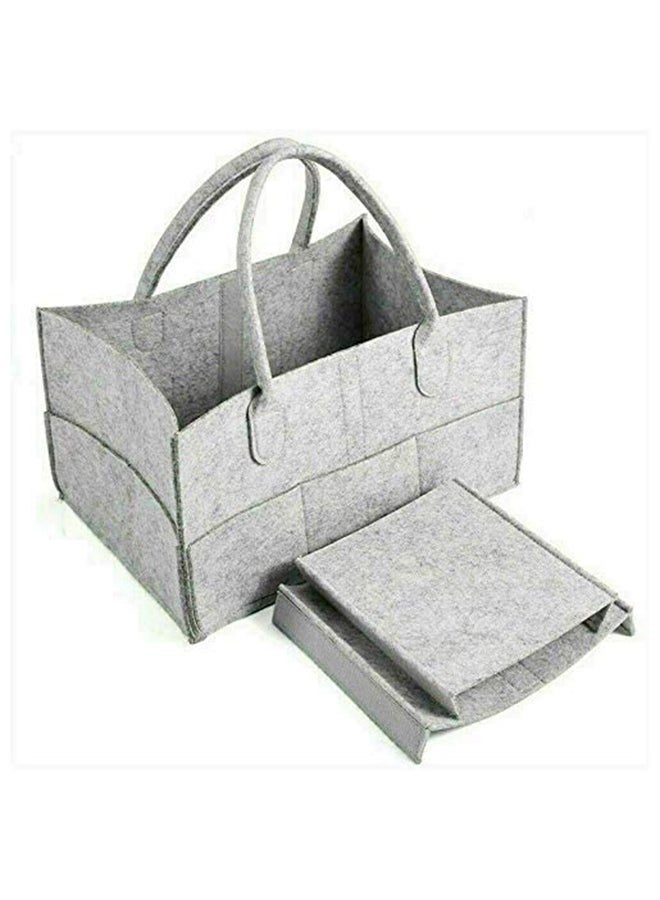 Baby Diaper Organizer Basket Nursery Diapers Table Caddy Bag - Grey  - Image 4