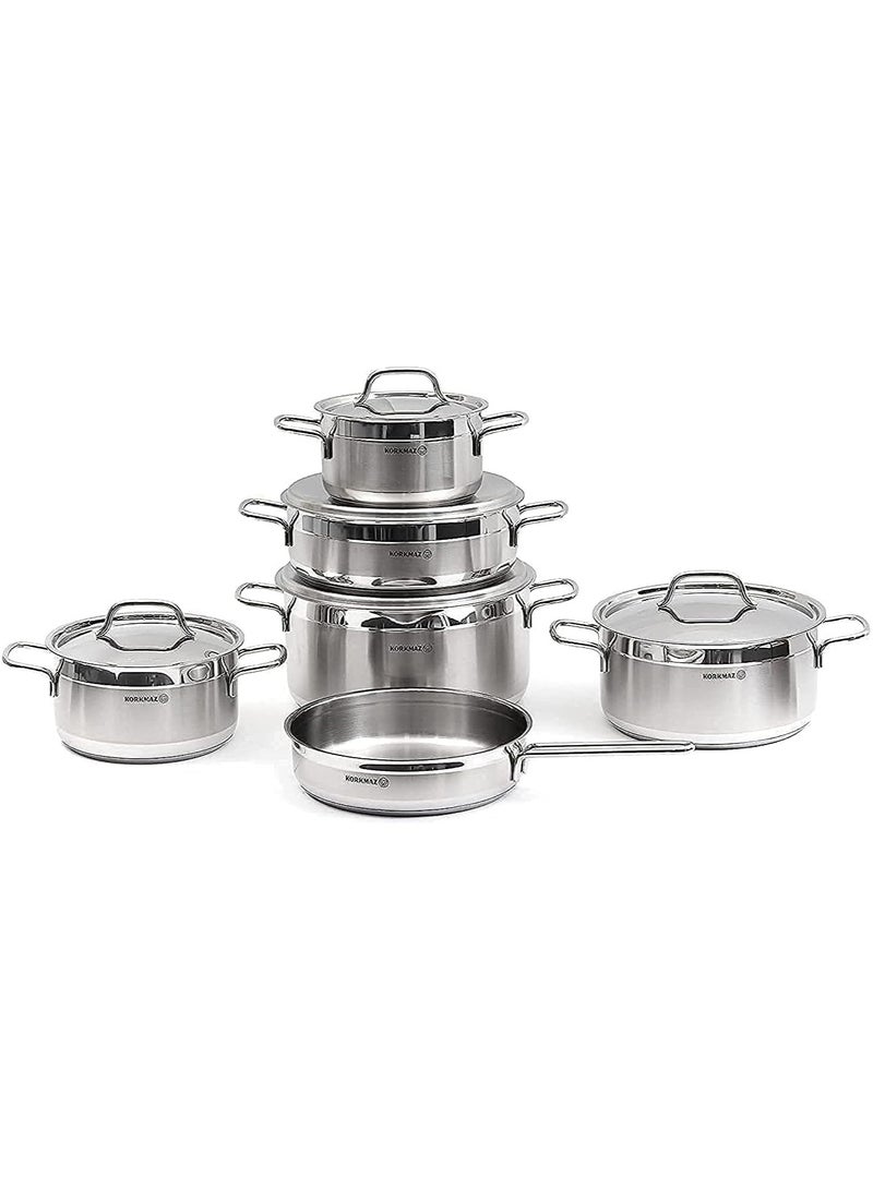 كوركماز طقم اواني من كوركماز – فضي، 11 قطعة فضى اساتلس استيل A1610