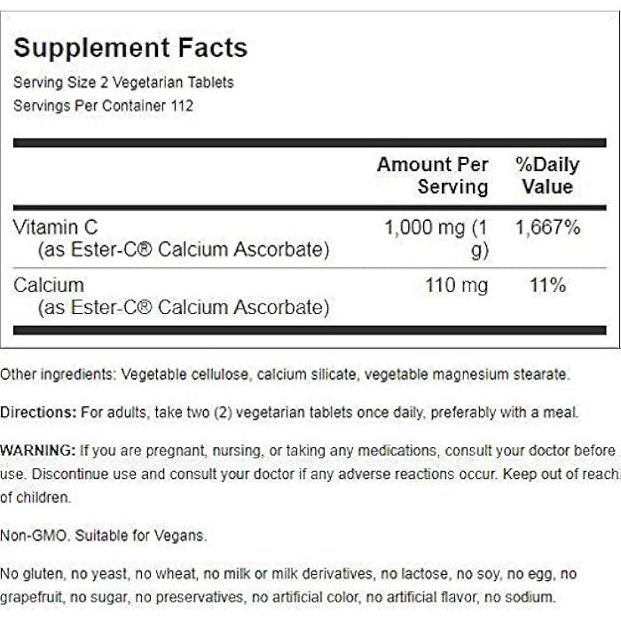 Ester - C Ester-C American Health Vitamin C 500 mg Coated Tablets, Immune System Booster, Stomach-Friendly Supplement, 225 Count - Image 2
