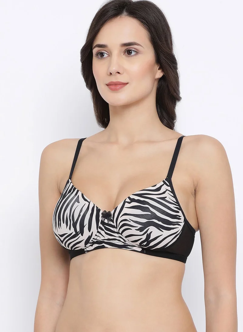 Clovia Padded Non-Wired Full Coverage Animal Print T-Shirt Bra