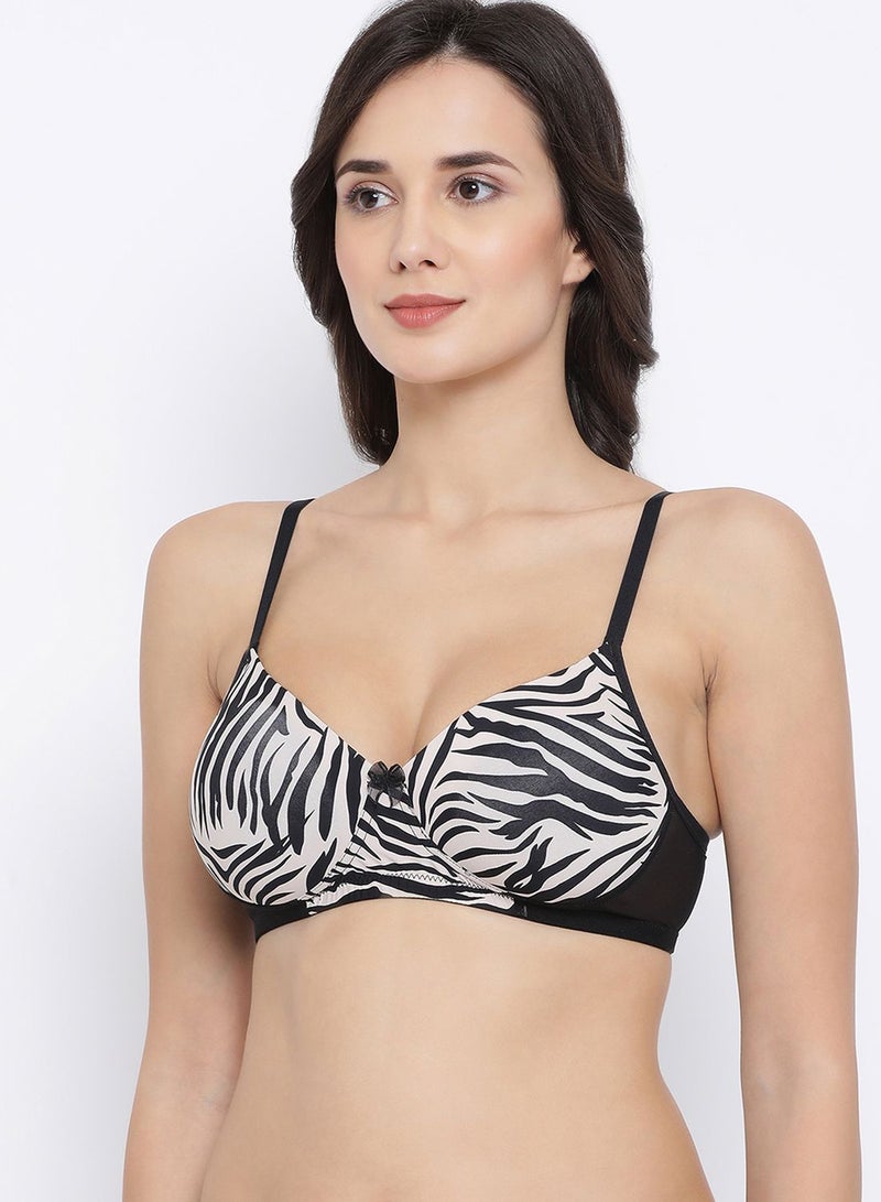 Clovia Padded Non-Wired Full Coverage Animal Print T-Shirt Bra - Image 3