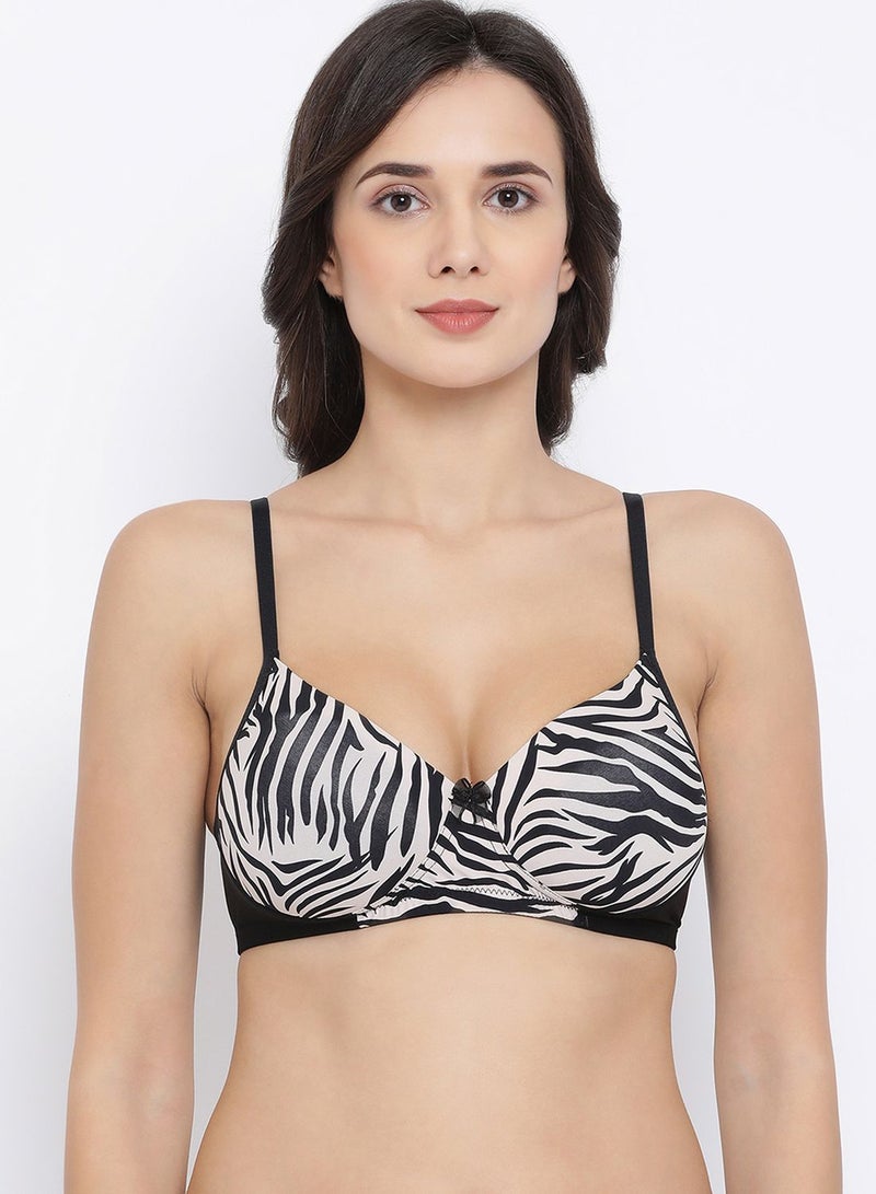 Clovia Padded Non-Wired Full Coverage Animal Print T-Shirt Bra - Image 1