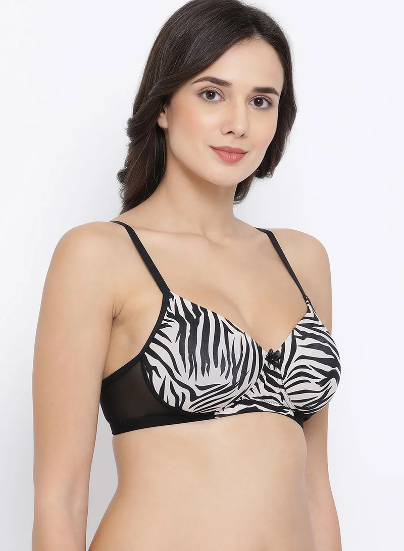 Clovia Padded Non-Wired Full Coverage Animal Print T-Shirt Bra