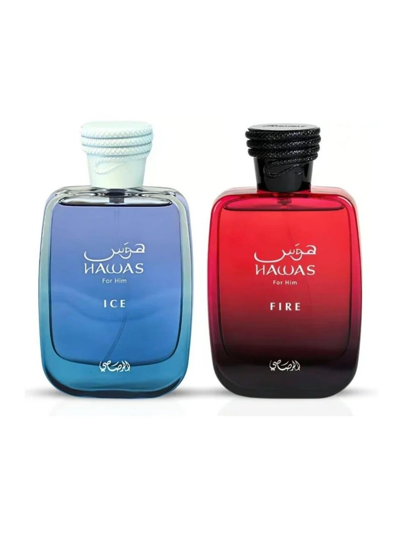 عطر حواس آيس للرجال وحواس فاير، بخاخ ماء عطر 100 مل