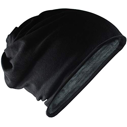 CAMOLAND 3-in-1 Fleece Slouchy Beanie Winter Cotton Ski Baggy Unisex (Black) - Image 2