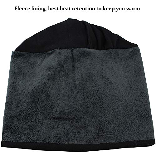 CAMOLAND 3-in-1 Fleece Slouchy Beanie Winter Cotton Ski Baggy Unisex (Black) - Image 5