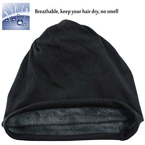 CAMOLAND 3-in-1 Fleece Slouchy Beanie Winter Cotton Ski Baggy Unisex (Black) - Image 4