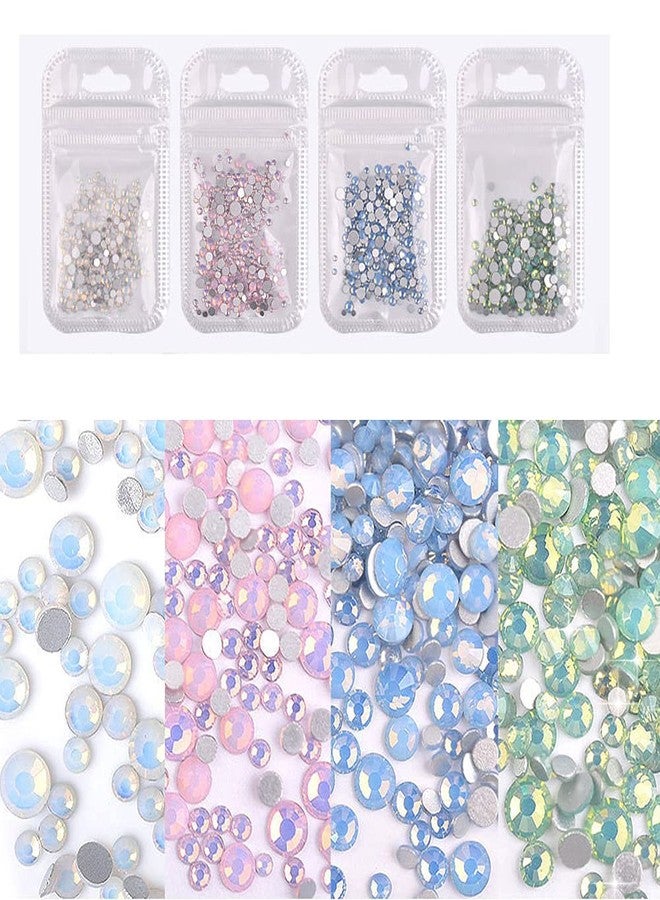 Lokusel 4 Pack Sparkly Crystal Opal Rhinestones for Nails 3D Nail Art Rhinestones Kit Crystal Diamond Rhinestones and Charms Nail Decoration Nail Jewels Crafts DIY - Image 1