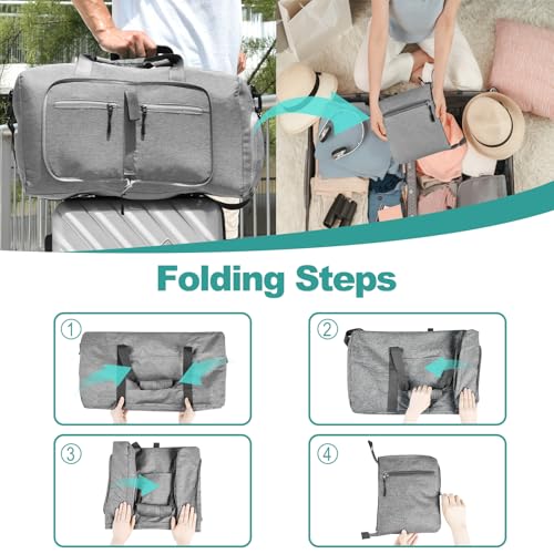 Dimayar 115L Travel Duffle Bag for Men Women - Foldable Duffel Bag with Shoes Compartment - Overnight Bags Waterproof & Tear Resistant(Gray) - Image 5