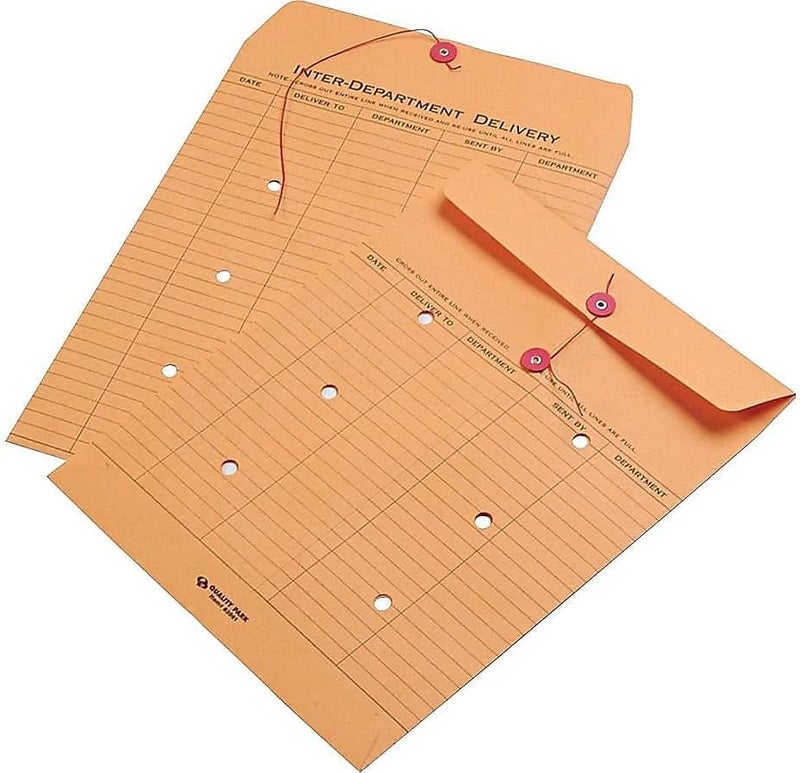 Quality Park Interoffice Envelopes with String and Button Closure, Brown Kraft, 10 x 13 Inches, 100 Count - Image 2