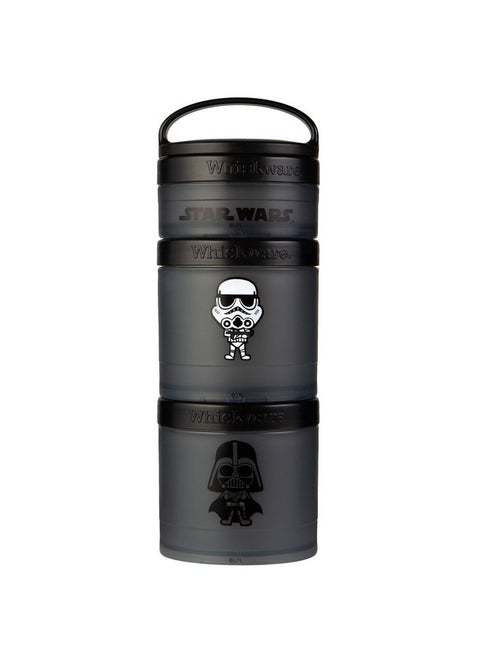 Whiskware Star Wars Stackable Snack Containers for Babies, Kids, and Toddlers, 3 Stackable Snack Cups for School and Travel, Formula and Cupholder Friendly, Stormtrooper and Darth Vader