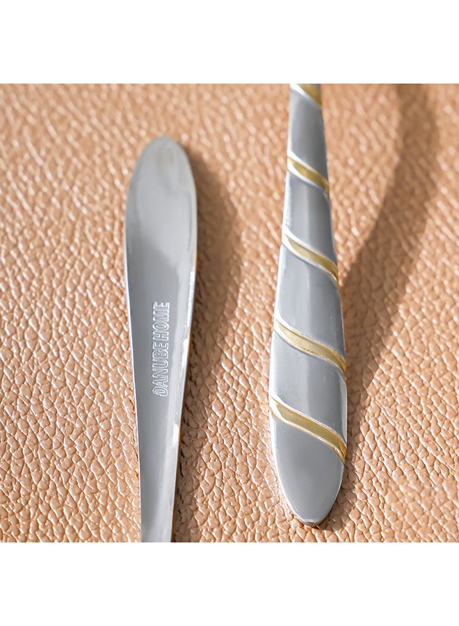 DANUBE HOME طقم ملاعق شاي فضية من 6 قطع بتفاصيل ذهبية – ملاعق صغيرة من الفولاذ المقاوم للصدأ الفاخر، مثالية للشاي، القهوة، الحلويات، للاستخدام المنزلي والمقاهي 13.5X3 سم - Image 2