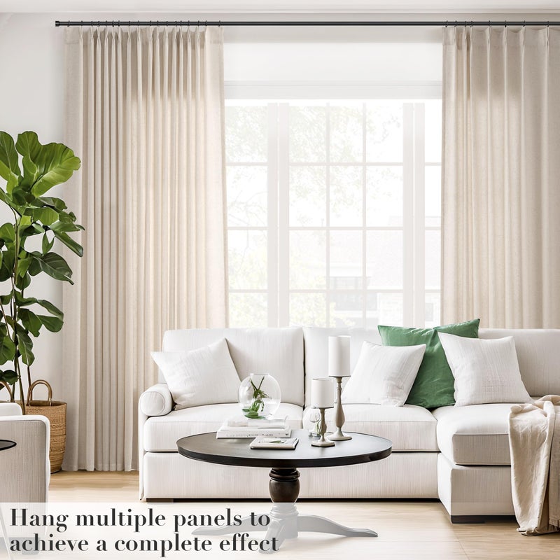 Joywell Cream Beige Pinch Pleated Linen Curtains 84 Inch Length 2 Panels for Living Room Bedroom Semi Sheer Pleat Drapes with Hooks Neutral Farmhouse Light Filtering Privacy Window Curtain 84 Inches Long - Image 5