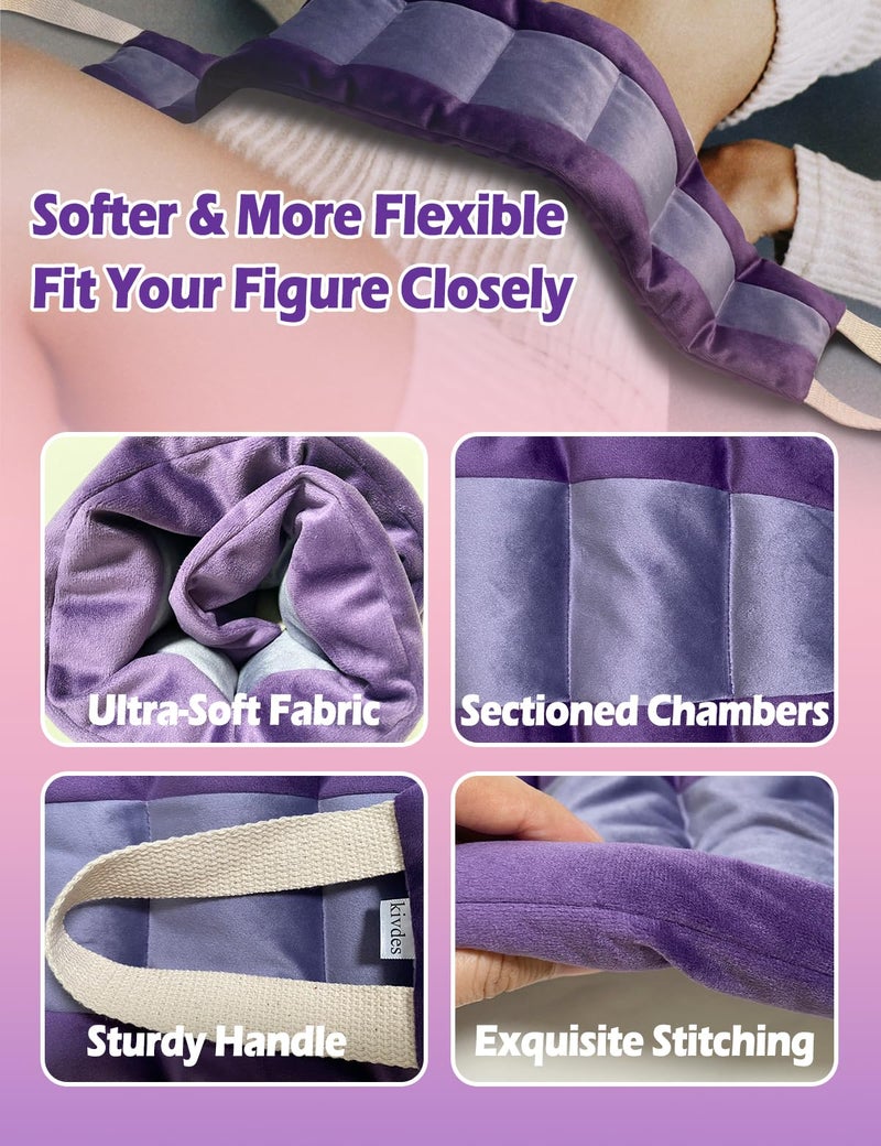 Kivdes Long Heating Pad for Neck and Shoulders and Back Weighted Microwavable Moist Heated Neck Wrap Hot Pack Microwave Heatable Bag Warm Compress Reusable with Handles 33.5"*5.9" Unscented Purple - Image 5