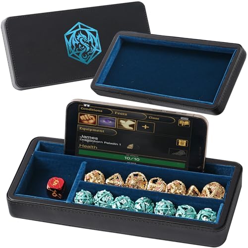 Soar Forge Sanctum Dice Box Premium Case Dice Tray for DND PhonePen Slot Magnetic Lid and Storage for your Sets Minis and More FeltLined Vault Holder for DD and RPG Blue - Image 1