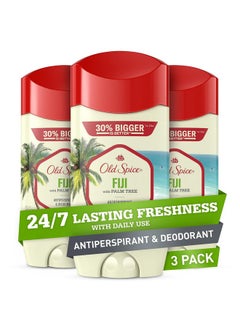 Old Spice Old Spice Men's Antiperspirant & Deodorant, 24/7 Lasting Freshness, Advanced Sweat & Odor Protection with Skin Conditioners, Invisible Solid, Fiji with Palm Tree Scent, 3.4 oz (Pack of 3)  - Image 1