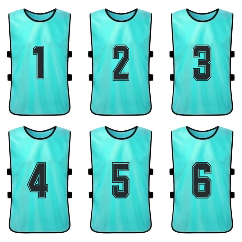 6PCS Kid's Football Pinnies Quick Drying Soccer Jerseys Youth Sports Scrimmage Basketball Team Training Numbered Bibs Practice Sports Vest - Image 1