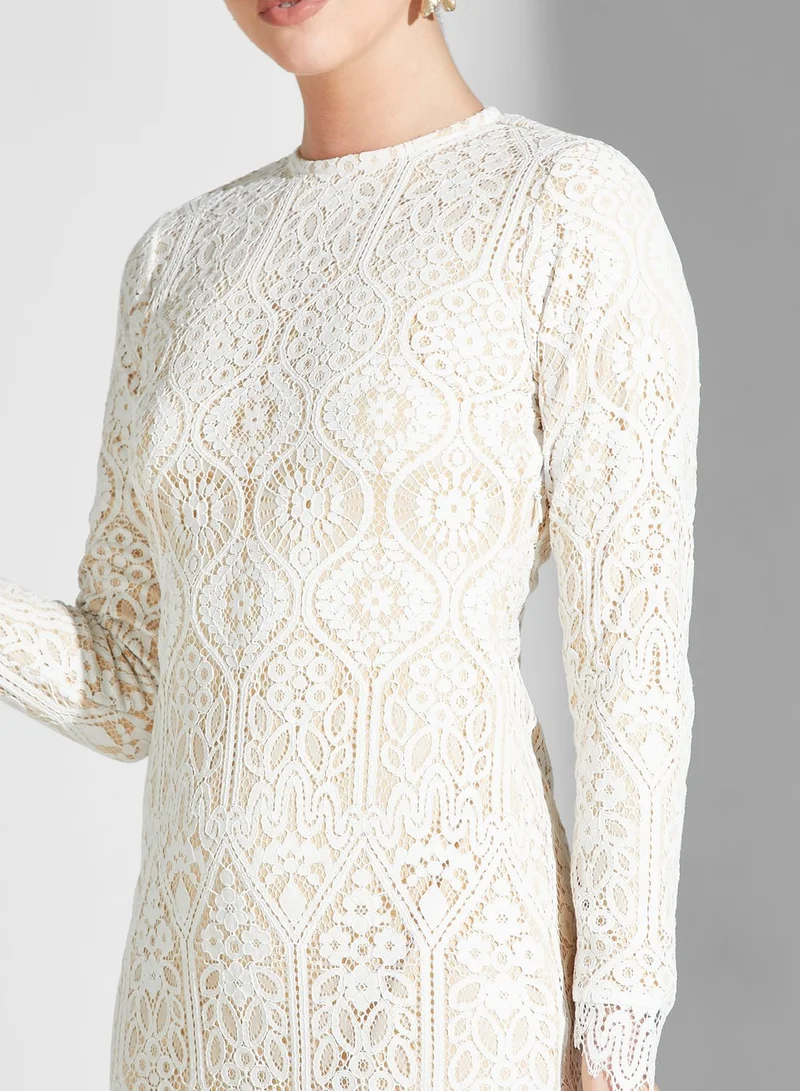 Threadz by Ajooni Feather Hem Broidered Dress