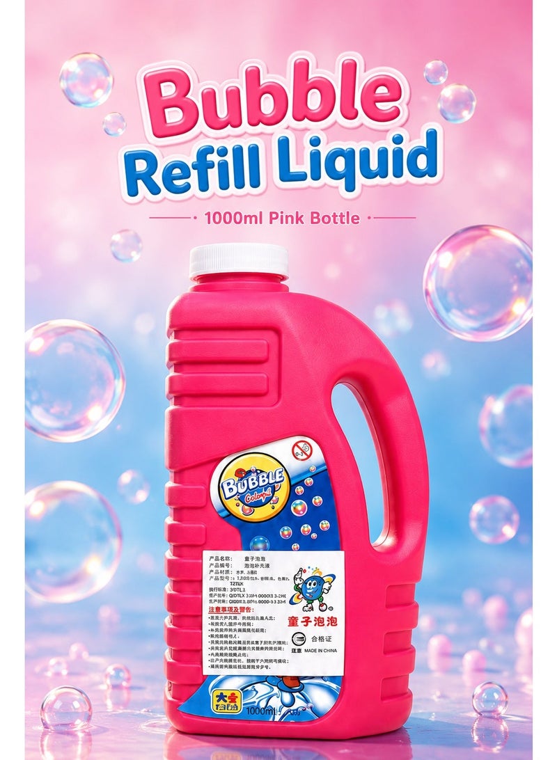 Bubble Refill Liquid 1000ml Pink Bottle – Large Capacity Bubble Solution Refill with Easy-Grip Handle, Secure Screw Cap for Bubble Wands, Bubble Toys, Outdoor Play & Party Fun - Image 3