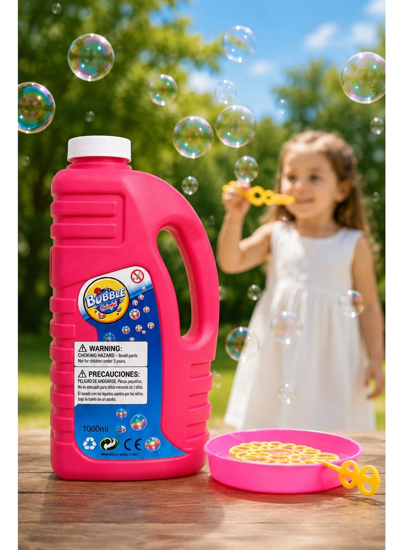 Bubble Refill Liquid 1000ml Pink Bottle – Large Capacity Bubble Solution Refill with Easy-Grip Handle, Secure Screw Cap for Bubble Wands, Bubble Toys, Outdoor Play & Party Fun - Image 5