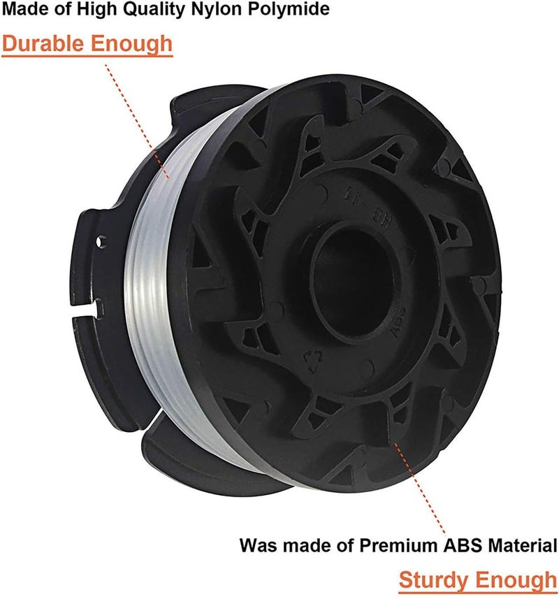 THTEN AF-100 String Trimmer Spool Compatible with Black and Decker GH600 GH900 LST201 LSTE525 BESTA510 30ft 0.065" Refills Line AFS Weed Eater Edger with RC-100-P Spool Cap Covers 6+2 - Image 2
