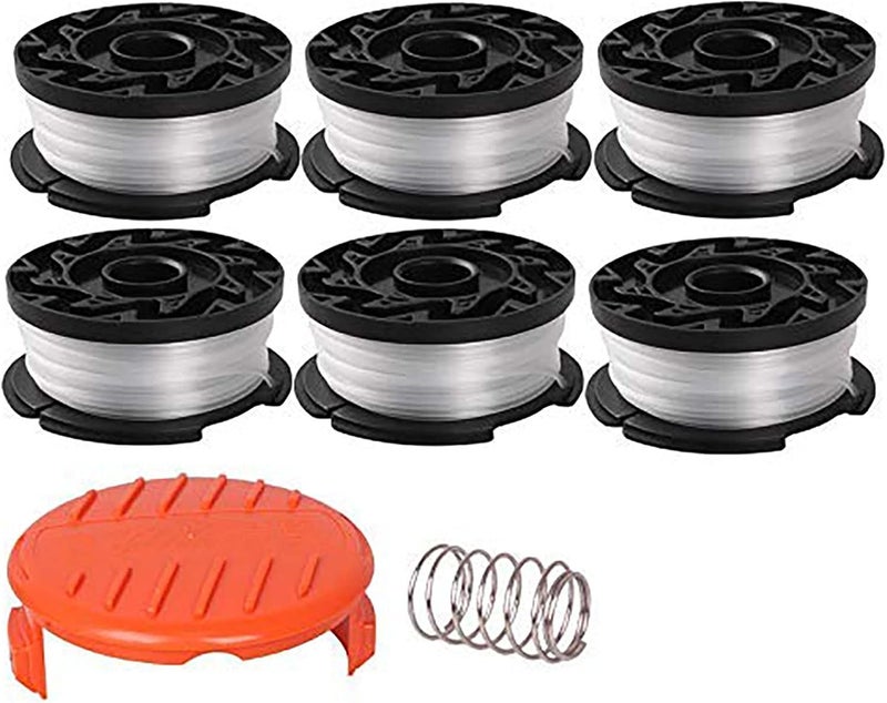 THTEN AF-100 String Trimmer Spool Compatible with Black and Decker GH600 GH900 LST201 LSTE525 BESTA510 30ft 0.065" Refills Line AFS Weed Eater Edger with RC-100-P Spool Cap Covers 6+2 - Image 1