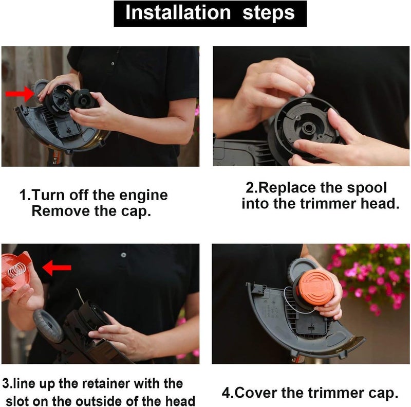 THTEN AF-100 String Trimmer Spool Compatible with Black and Decker GH600 GH900 LST201 LSTE525 BESTA510 30ft 0.065" Refills Line AFS Weed Eater Edger with RC-100-P Spool Cap Covers 6+2 - Image 4