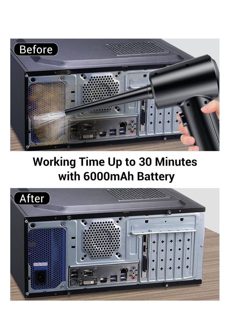 دوبكارت منفضة هواء كهربائية ، منفضة هواء مضغوطة لاسلكية للوحة مفاتيح الكمبيوتر المحمول ، منفضة هواء إلكترونية محمولة 50000 دورة في الدقيقة ، منفاخ هواء قابل لإعادة الشحن 6000 مللي أمبير - Image 3