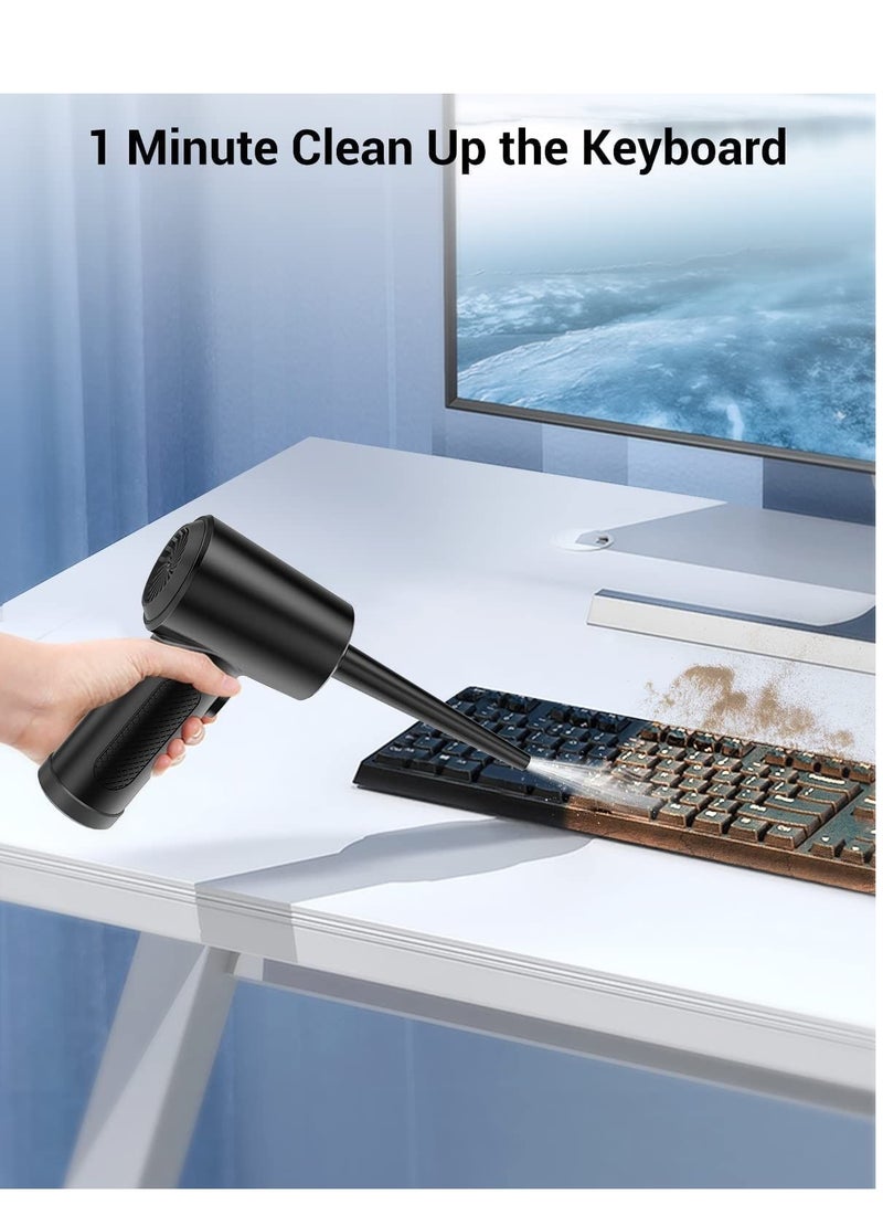 دوبكارت منفضة هواء كهربائية ، منفضة هواء مضغوطة لاسلكية للوحة مفاتيح الكمبيوتر المحمول ، منفضة هواء إلكترونية محمولة 50000 دورة في الدقيقة ، منفاخ هواء قابل لإعادة الشحن 6000 مللي أمبير - Image 2