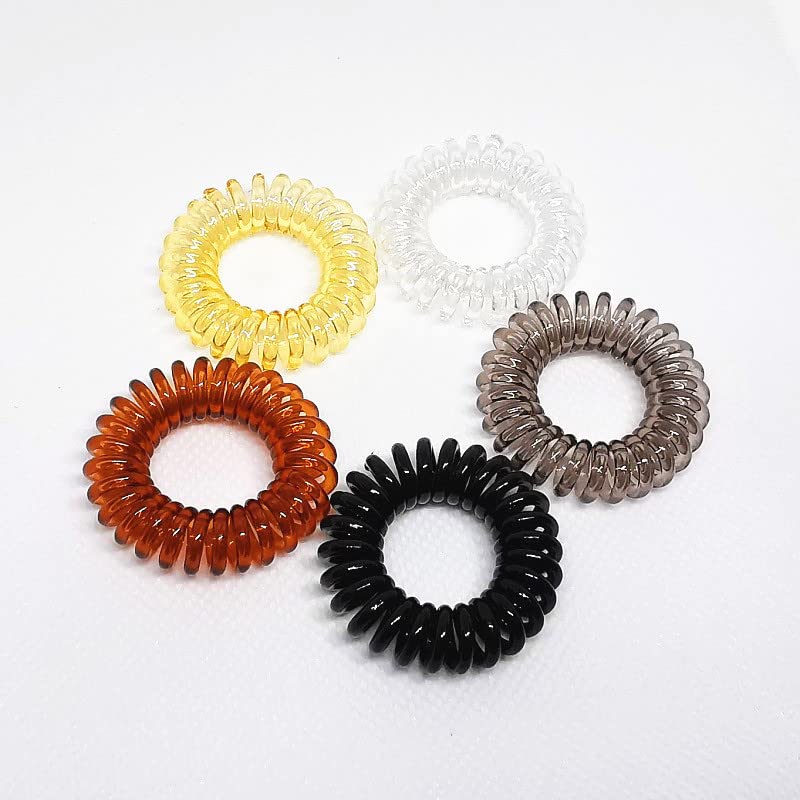 Generic 15 Pack Spiral Hair Ties  No Crease Elastic Transparent Phone Cord Hair Ties  Waterproof Spiral Ponytail Holder Phone Cord Bobbles Bands  for All Hair Types 