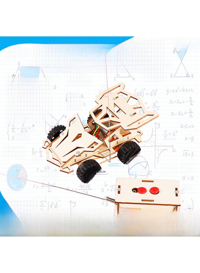 Children's Toy Science And Technology Small Production DIY Remote Control Four-wheel Drive Racing Car Primary School Students' Educational Science Experiment Stall Hot Sale-Specifications:Remote Control Four-wheel Drive Racing 086  - Image 1
