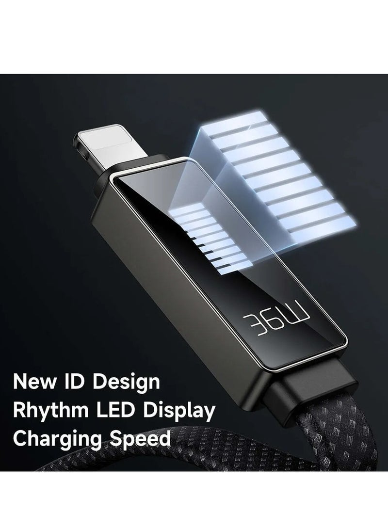 Mcdodo USB-C to Lightning Cable (1.2m) – Rhythm Screen Display, 36W PD Rapid Charging, Compatible with iPhone & iOS Devices (Black) - Image 3
