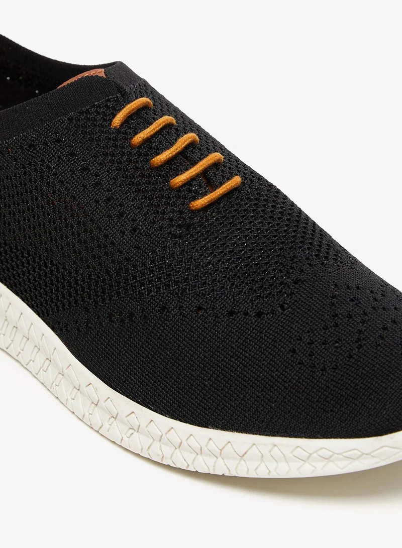 شو اكسبرس Textured Low-Ankle Sneakers with Lace-Up Closure