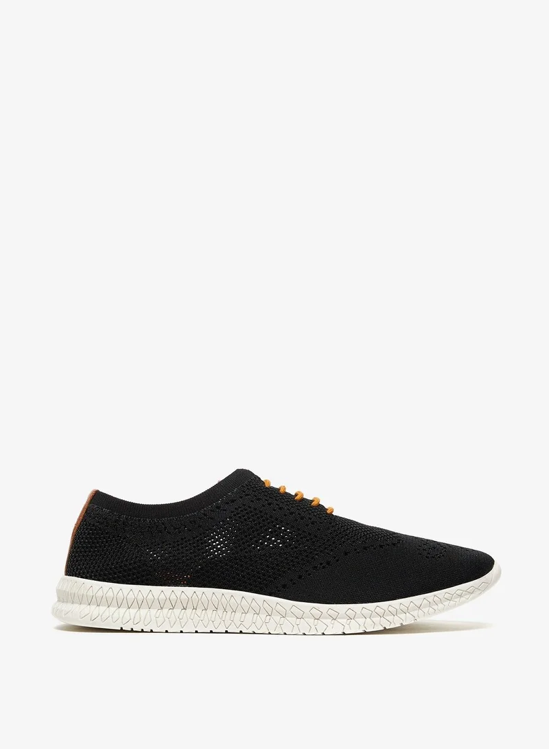 شو اكسبرس Textured Low-Ankle Sneakers with Lace-Up Closure