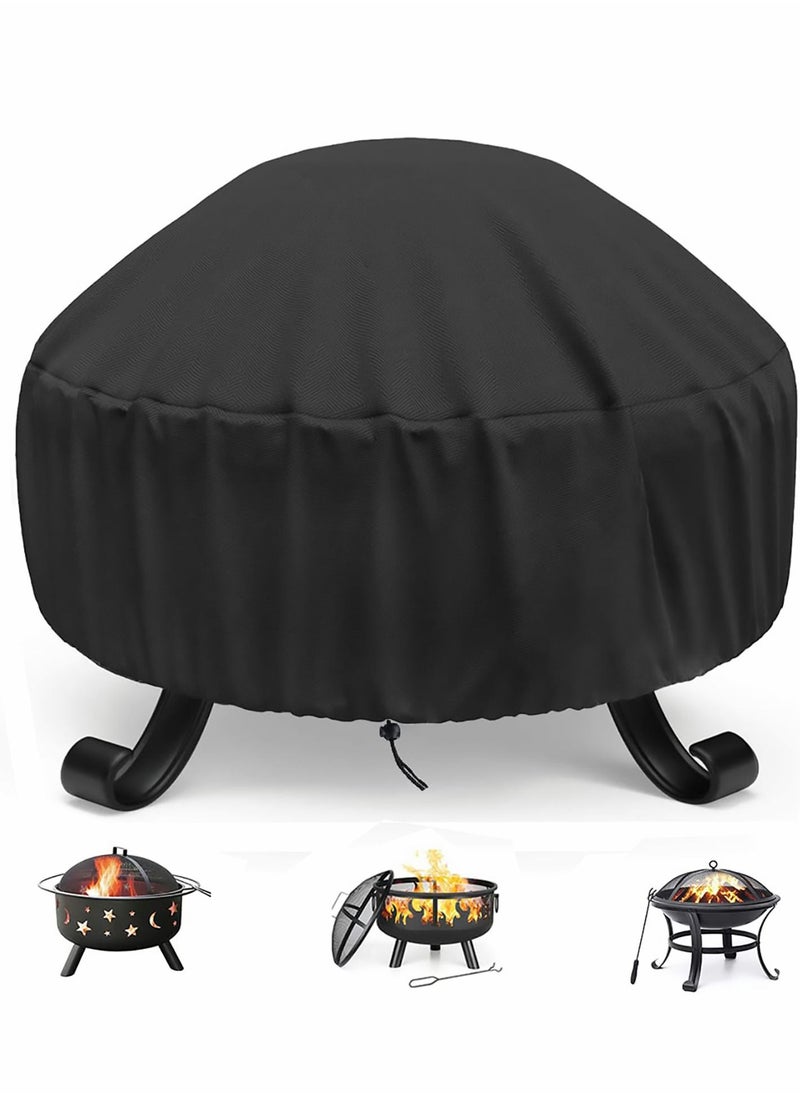 Generic Fire Pit Cover Round for 56-86 cm, 420D Heavy Duty Outdoor Full Coverage Patio Fireplace Cover, Waterproof, Dustproof and Anti UV, Fit All Seasons(80 x 40cm, Black)  - Image 1