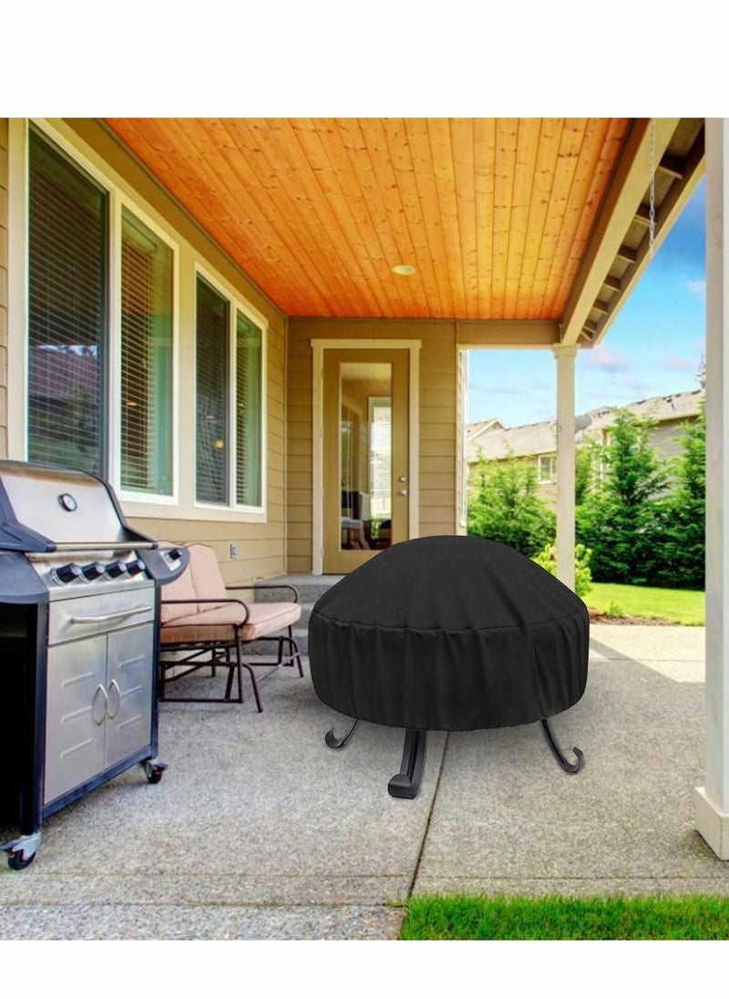Generic Fire Pit Cover Round for 56-86 cm, 420D Heavy Duty Outdoor Full Coverage Patio Fireplace Cover, Waterproof, Dustproof and Anti UV, Fit All Seasons(80 x 40cm, Black)  - Image 4