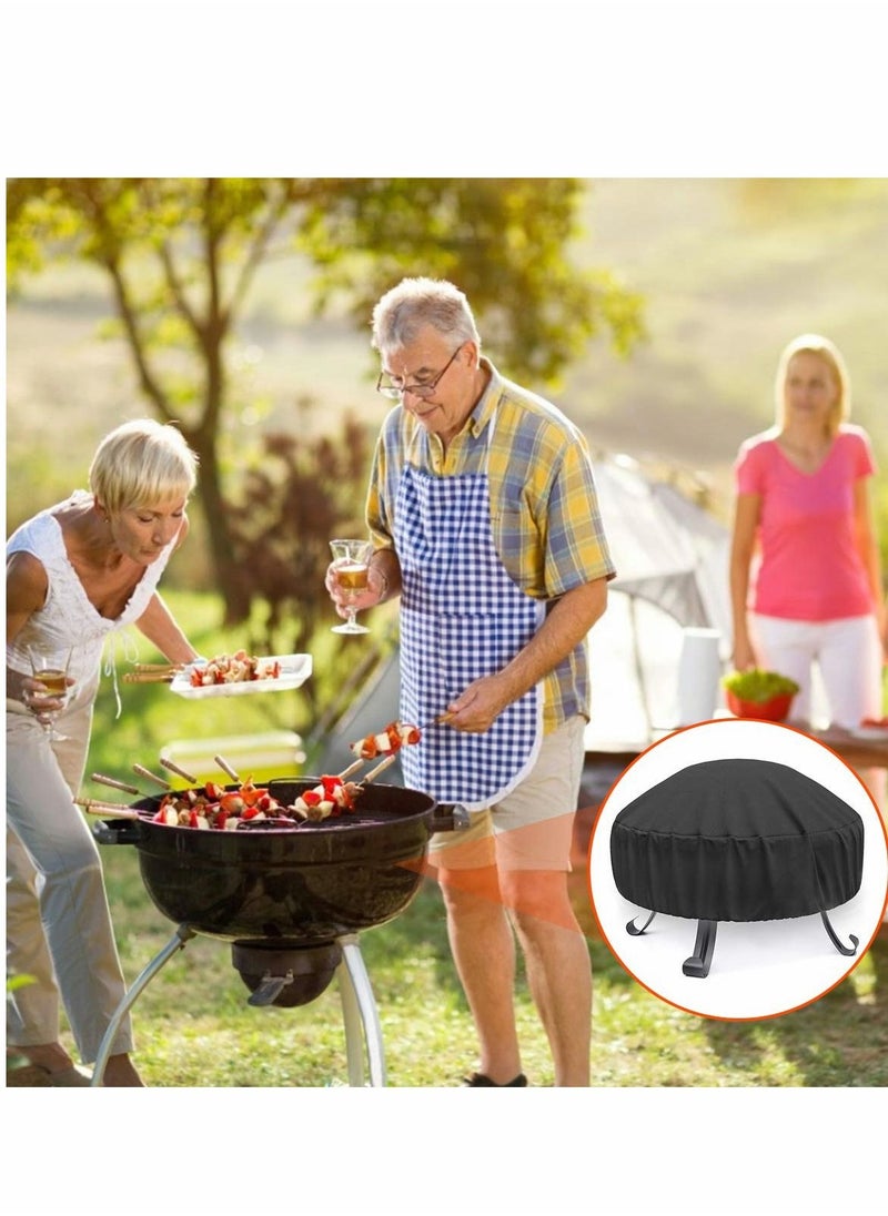 Generic Fire Pit Cover Round for 56-86 cm, 420D Heavy Duty Outdoor Full Coverage Patio Fireplace Cover, Waterproof, Dustproof and Anti UV, Fit All Seasons(80 x 40cm, Black)  - Image 3