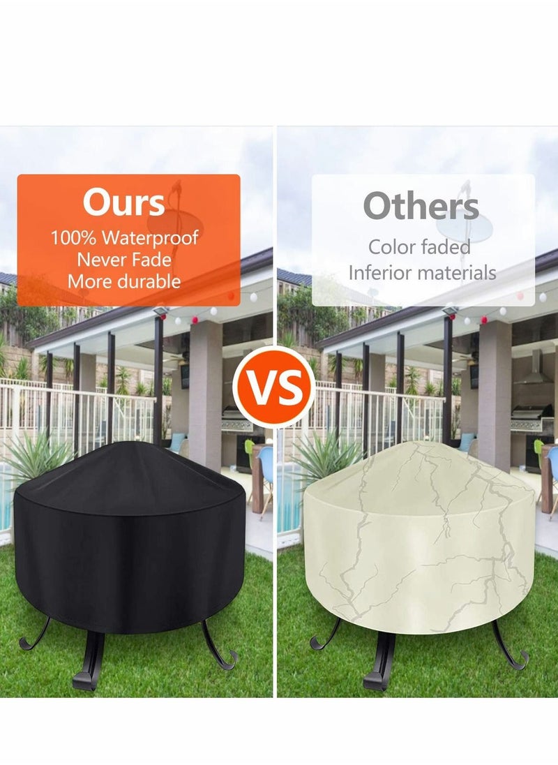 Generic Fire Pit Cover Round for 56-86 cm, 420D Heavy Duty Outdoor Full Coverage Patio Fireplace Cover, Waterproof, Dustproof and Anti UV, Fit All Seasons(80 x 40cm, Black)  - Image 2