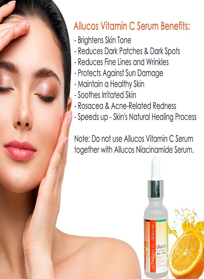 Allucos Vitamin C Serum - Reduces Dark Spots, Fine Lines | Glow Skin & Brightening | Reduces Pore & Fine Lines | Formula with Hydrates - 30 ML (Pack Of 1) - Image 5