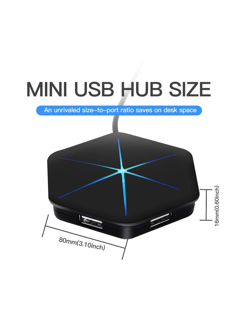 SYOSI - USB Hub, 6-Port USB 2.0 Hub USB Extension Cable Blue LEDs Extra USB Ports, Safety Circuit Fit for Laptop Computer Desktop, PC, PS4, DELL, HP, Mac, Lenovo, Supports Various Different Interfaces - Image 1