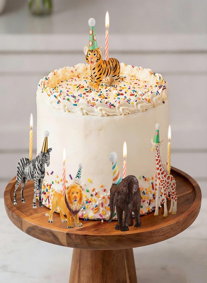 BrightRow 5 Pcs Animal Cake Candle Holders Zoo Birthday Cake Topper Party Decorations Mini Animal Candlestick Holder for Zoo Birthday Baby Shower Party Supply Fits 5-7 mm Candle - Image 1