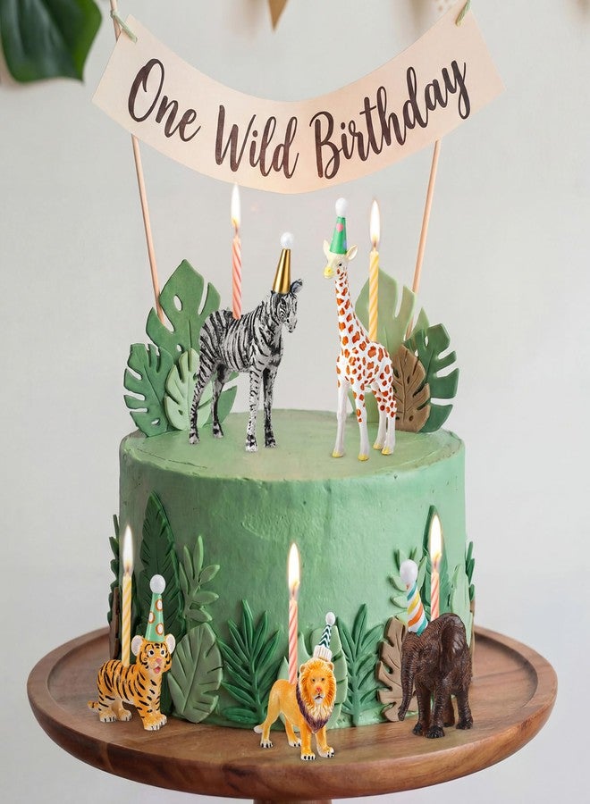 BrightRow 5 Pcs Animal Cake Candle Holders Zoo Birthday Cake Topper Party Decorations Mini Animal Candlestick Holder for Zoo Birthday Baby Shower Party Supply Fits 5-7 mm Candle - Image 4