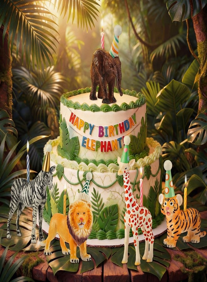 BrightRow 5 Pcs Animal Cake Candle Holders Zoo Birthday Cake Topper Party Decorations Mini Animal Candlestick Holder for Zoo Birthday Baby Shower Party Supply Fits 5-7 mm Candle - Image 3