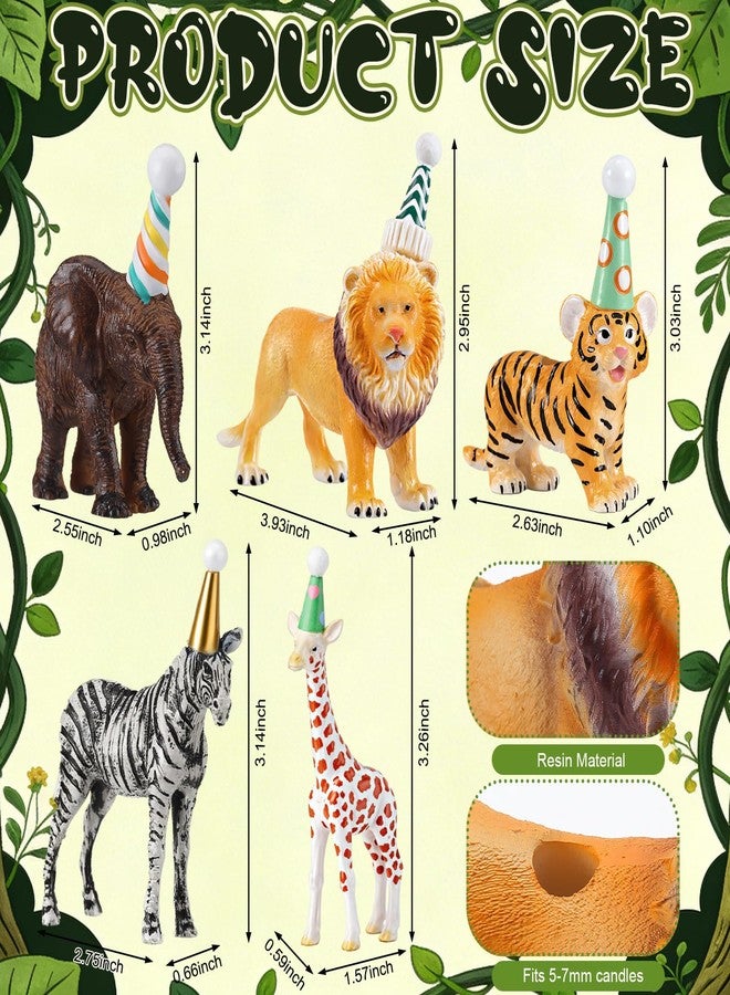 BrightRow 5 Pcs Animal Cake Candle Holders Zoo Birthday Cake Topper Party Decorations Mini Animal Candlestick Holder for Zoo Birthday Baby Shower Party Supply Fits 5-7 mm Candle - Image 2