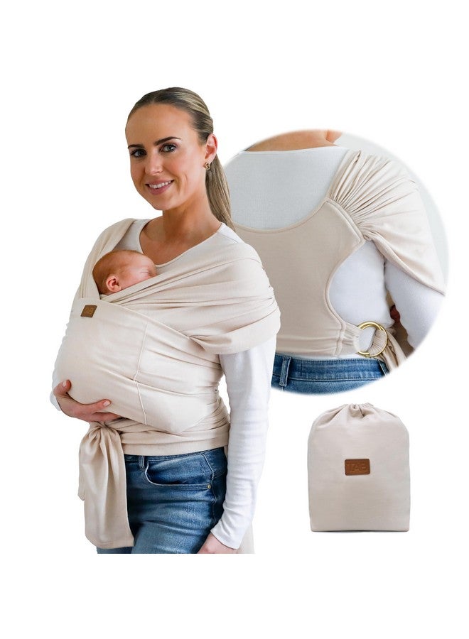 TAB Stylish Beige & Gold Baby Carrier Wrap: Comfortable, Soft & Supportive, Adjustable Ring Sling for Mom & Dad, Ideal for Baby Registry, Newborn to Toddler, Baby Shower - Image 1